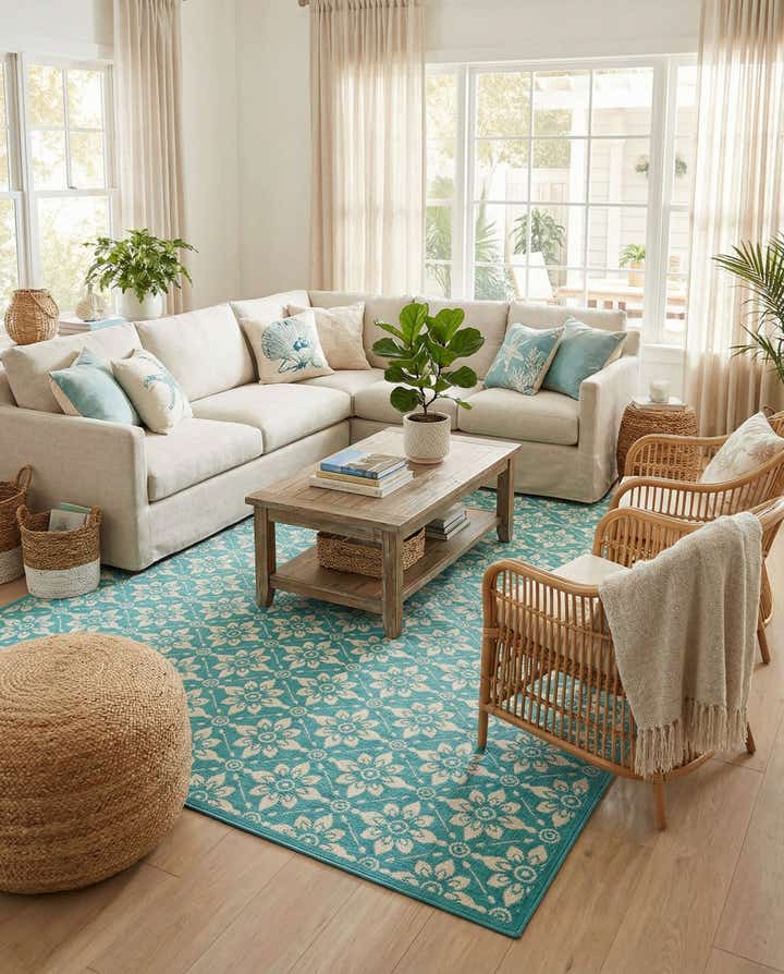 9' x 12' Easy-Clean Lattice Indoor / Outdoor Rug