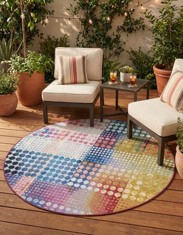 5' x 5' Easy-Clean Modern Indoor / Outdoor Round Rug