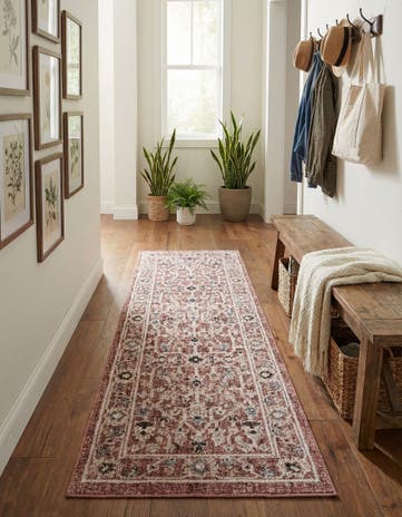 Dusty Rose Eco Traditional Runner Rug