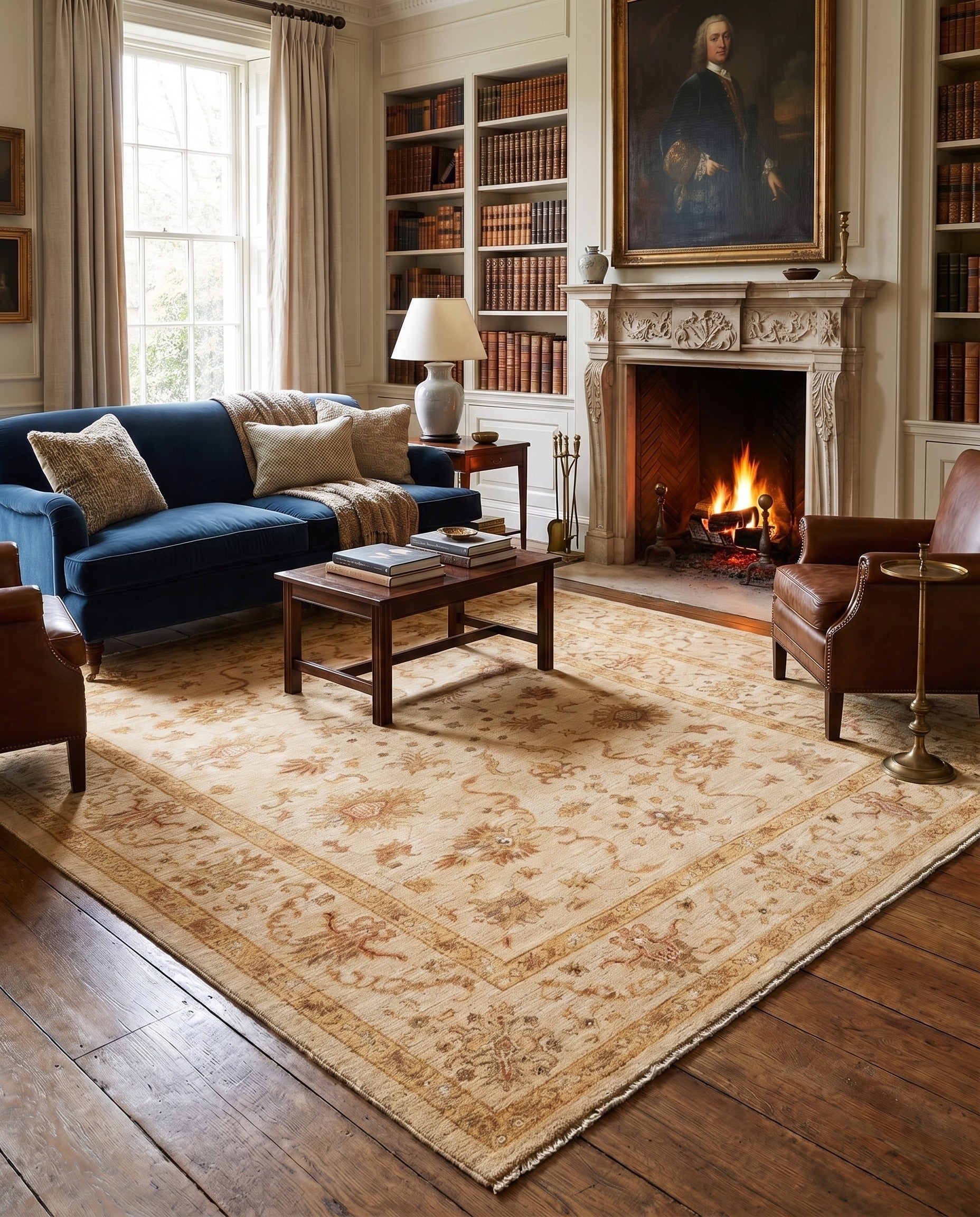 5' 8 x 8' Hand Knotted Peshawar Ziegler Rug