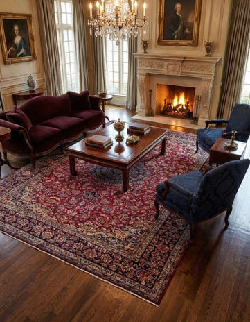 9' 9 x 13' Hand Knotted Isfahan Persian Wool Rug