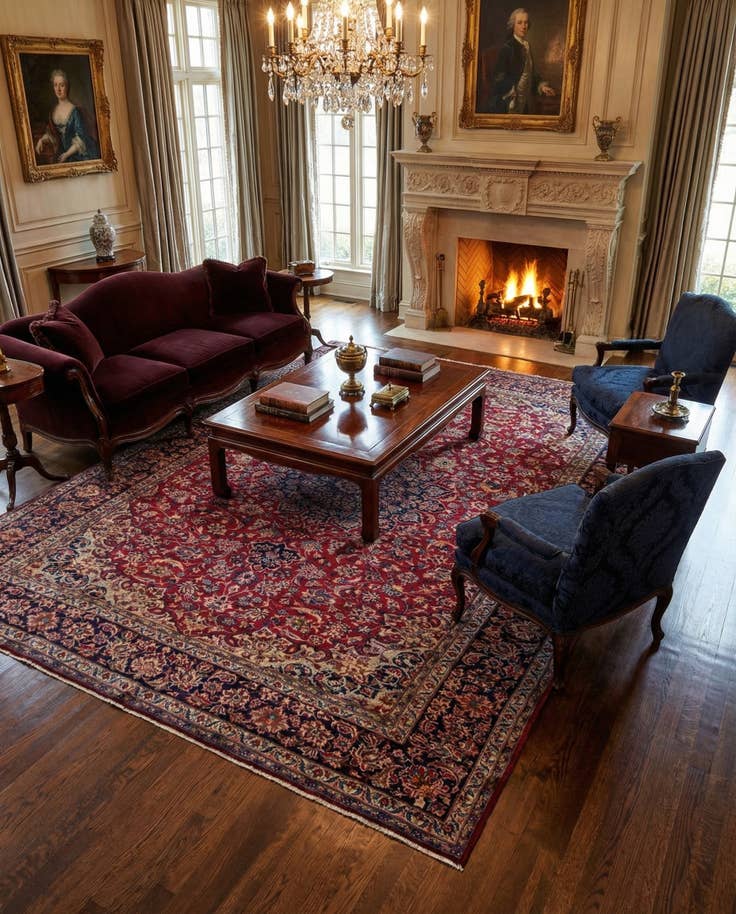 Detail image of 9' 9 x 13' Hand Knotted Isfahan Persian Wool Rug