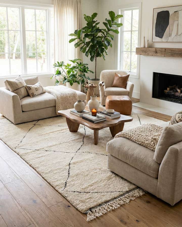 7' 1 x 9' 6 Hand Knotted Moroccan Wool Rug