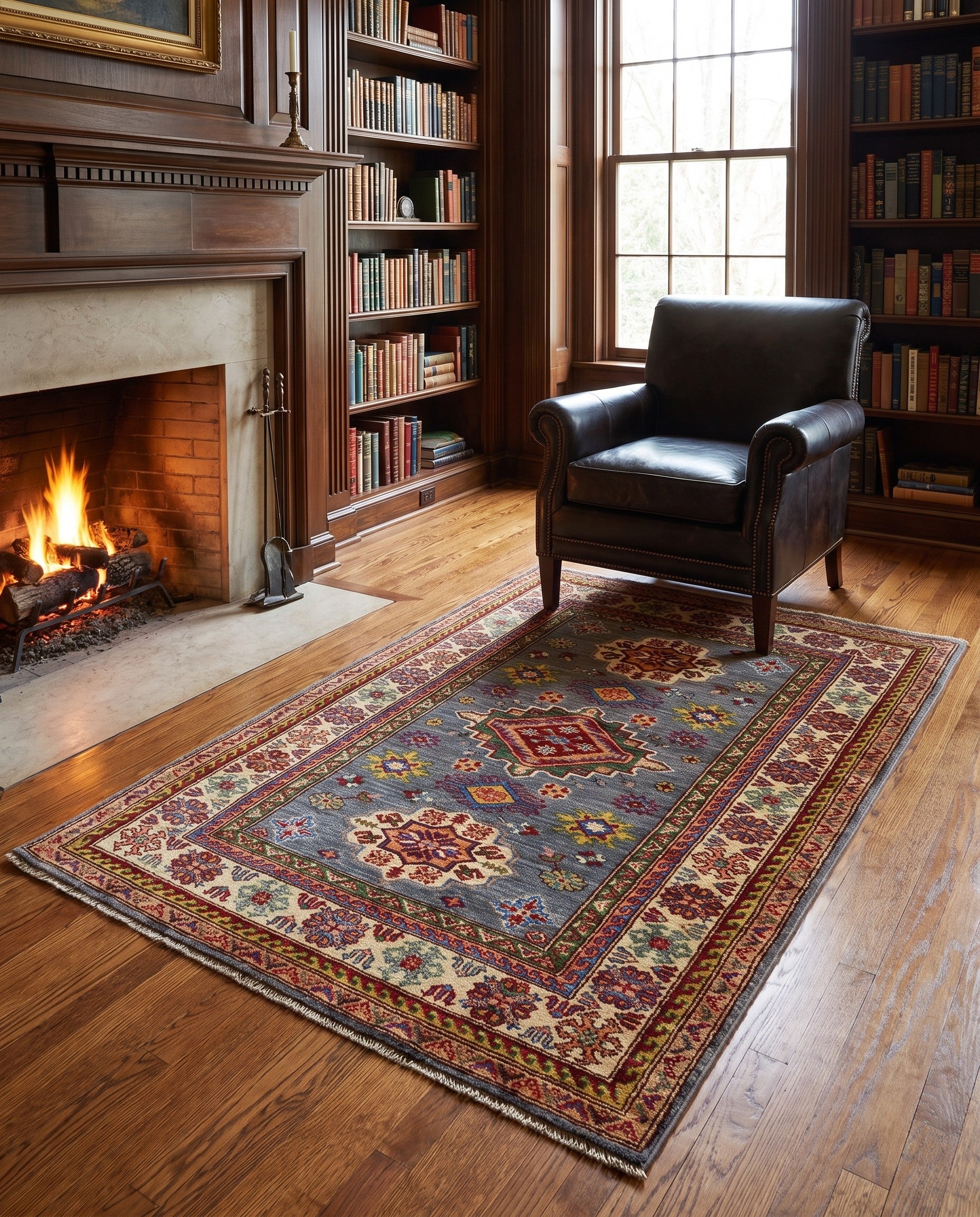3' 5 x 4' 10 Hand Knotted Kazak Rug