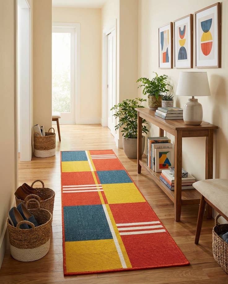 Detail image of 2' x 6' Easy-Clean Modern Indoor / Outdoor Runner Rug