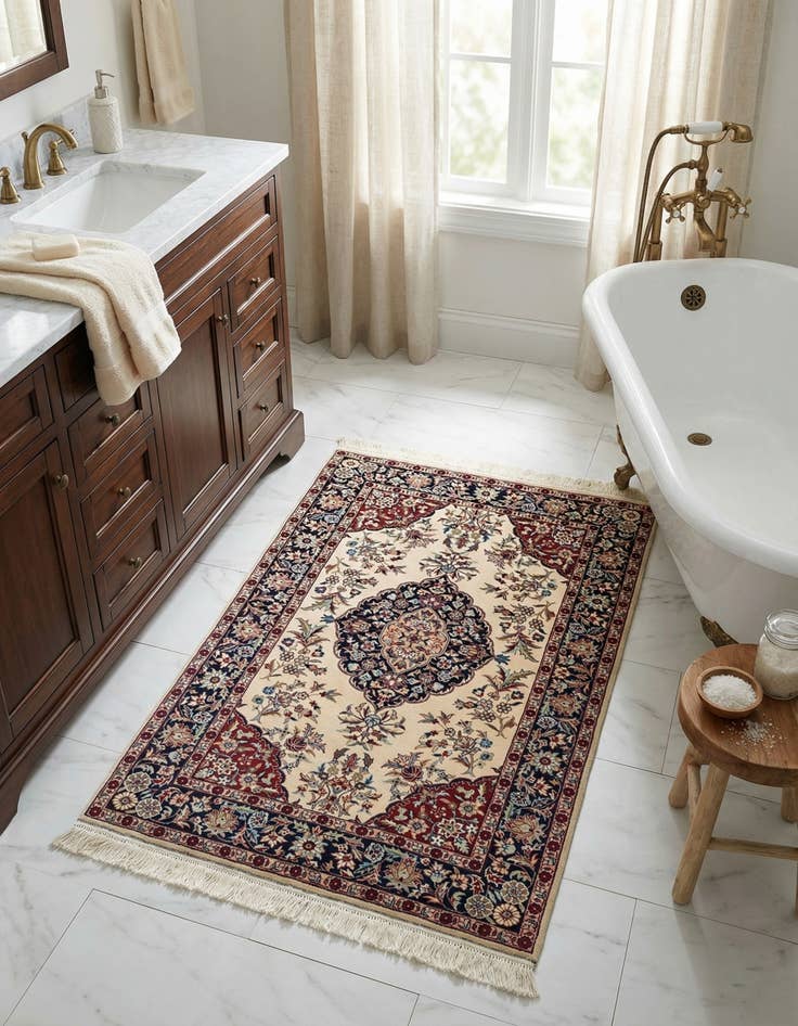 Detail image of 3' 4 x 5' 4 Hand Knotted Isfahan Oriental Wool Rug