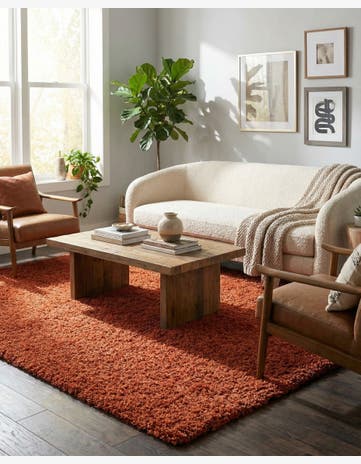 Terracotta Solid Shag Rug