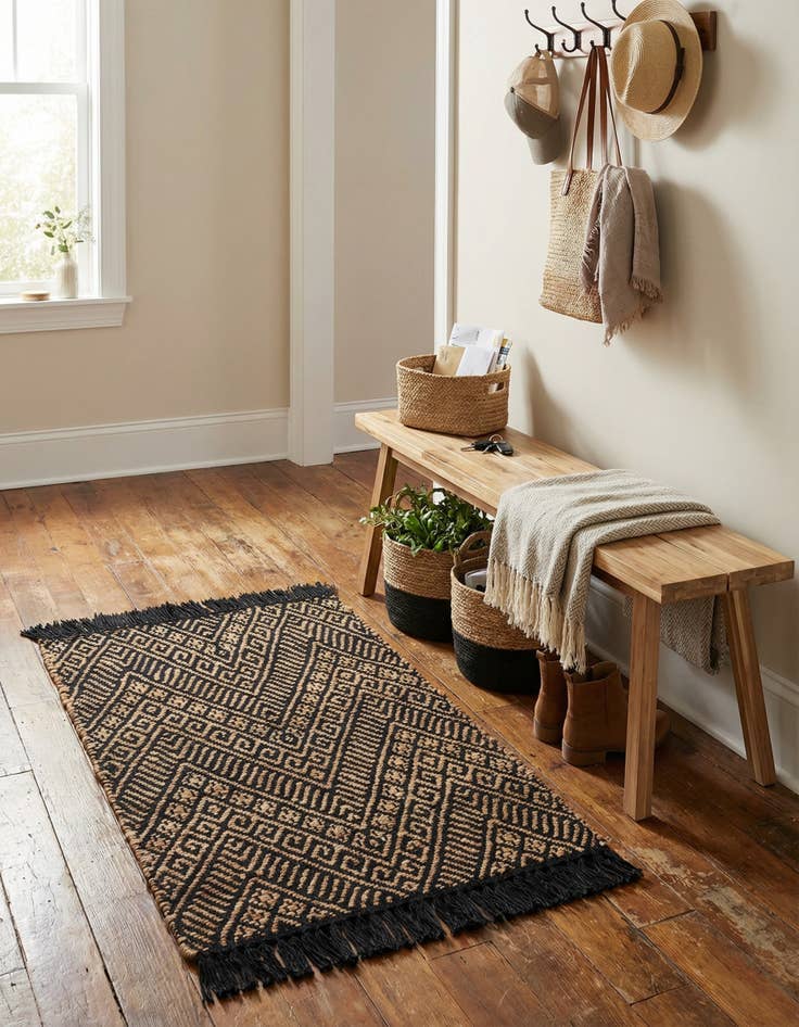 Detail image of 2' x 3' 1  Hand Braided Jute Rug