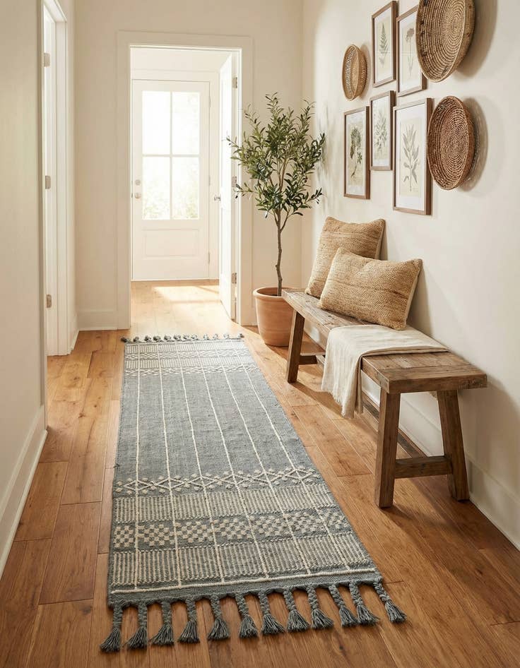 Detail image of 2' 2 x 8' 2 Easy-Clean Eco Bohemian Indoor / Outdoor Runner Rug
