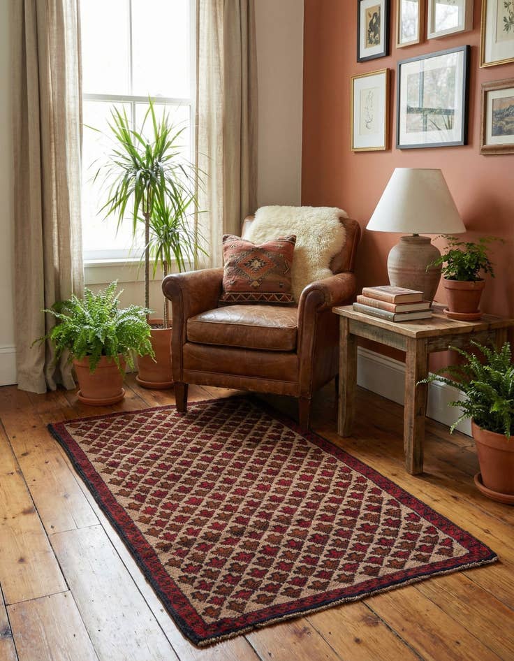 Detail image of 2' 10 x 4' 7 Hand Knotted Balouch Persian Wool Rug