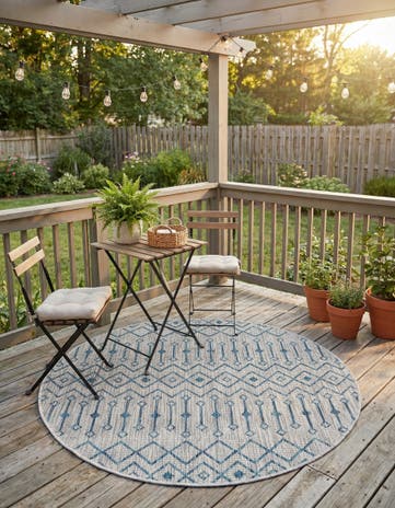 4' x 4' Easy-Clean Lattice Indoor / Outdoor Round Rug