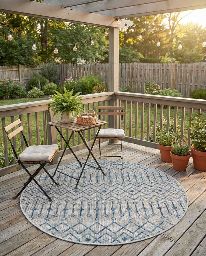 4' x 4' Easy-Clean Trellis Indoor / Outdoor Round Rug
