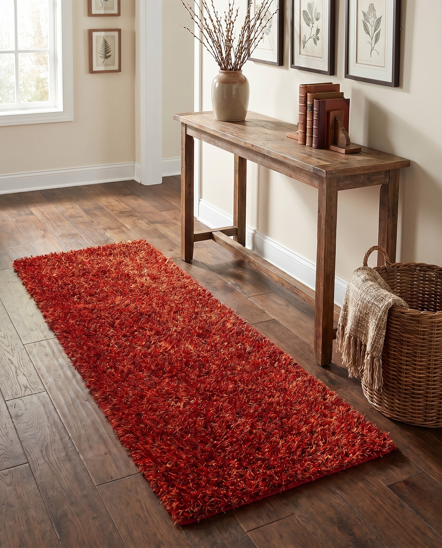 2' 5 x 4' 7 Hand Knotted Two-Tone Shag Oriental Runner Rug