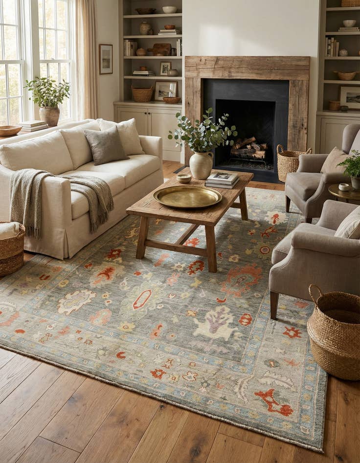 Detail image of 6' 6 x 9' 7  Hand Knotted Oushak Rug