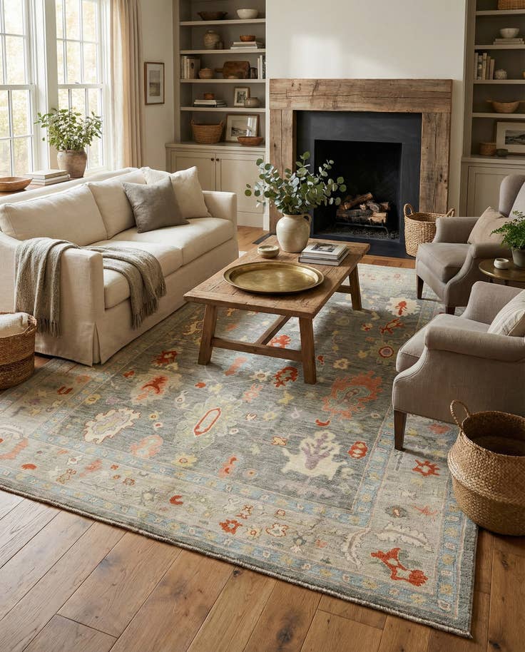 Detail image of 6' 6 x 9' 7 Hand Knotted Oushak Rug