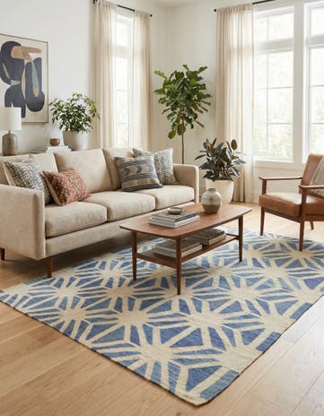 4' 6 x 5' 6 Hand Woven Kilim Modern Wool Rug