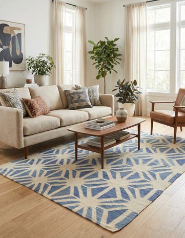 4' 6 x 5' 6 Hand Woven Kilim Modern Wool Rug