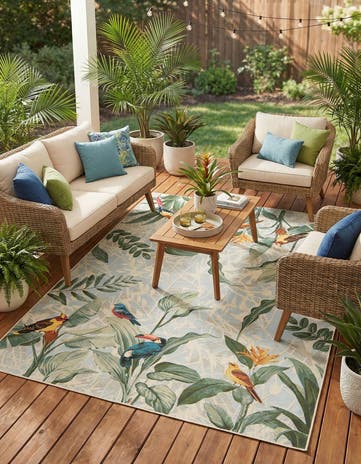7' 10 x 11' Easy-Clean Botanical Indoor / Outdoor Rug