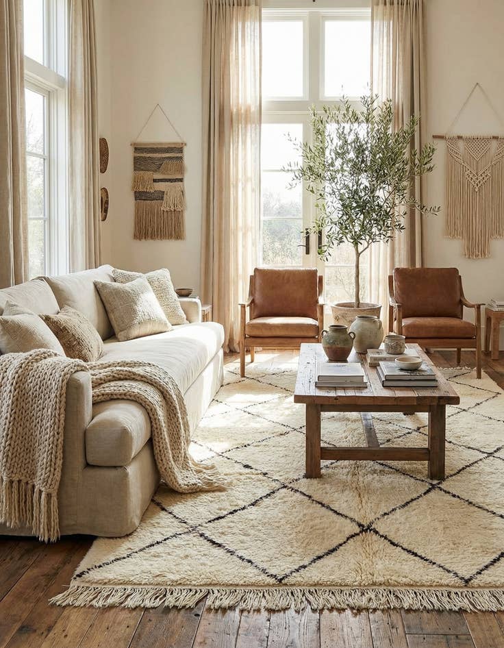 Detail image of 6' 9 x 9' 9  Hand Knotted Moroccan Wool Rug