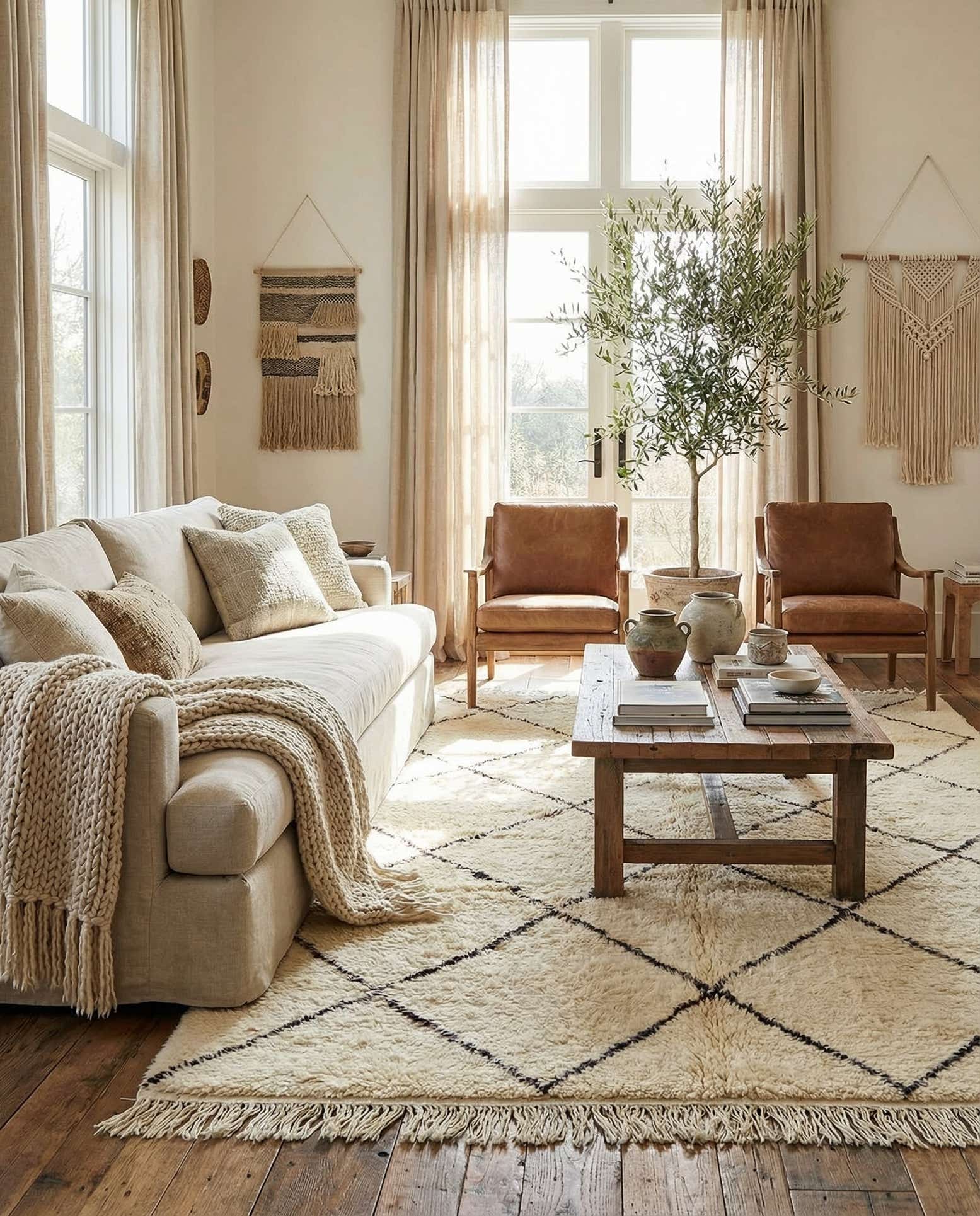 6' 9 x 9' 9 Hand Knotted Moroccan Wool Rug