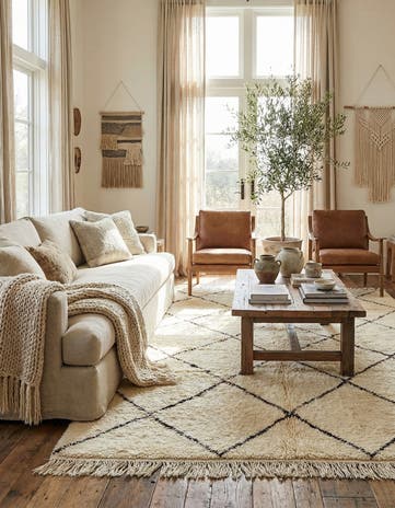 6' 9 x 9' 9 Hand Knotted Moroccan Wool Rug
