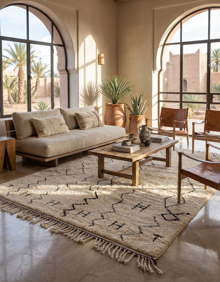 Detail image of 6' 9 x 9' 1  Hand Knotted Moroccan Wool Rug