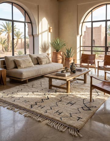 6' 9 x 9' 1 Hand Knotted Moroccan Wool Rug