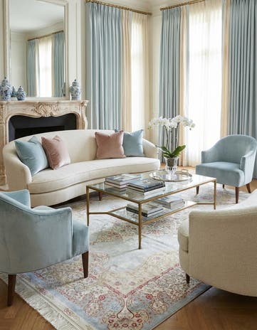 Light Blue Qom Bamboo Silk Rug