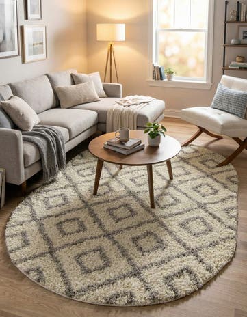 5' 3 x 8' Lattice Shag Oval Rug