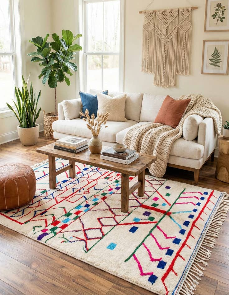 Detail image of 4' 10 x 6' 8  Hand Knotted Moroccan Wool Rug