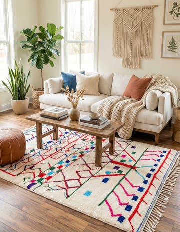 4' 10 x 6' 8 Hand Knotted Moroccan Wool Rug