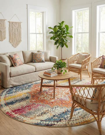8' x 8' Washable Carnevale Round Rug