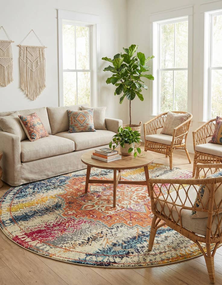 Detail image of 8' x 8'  Washable Arte Round Rug