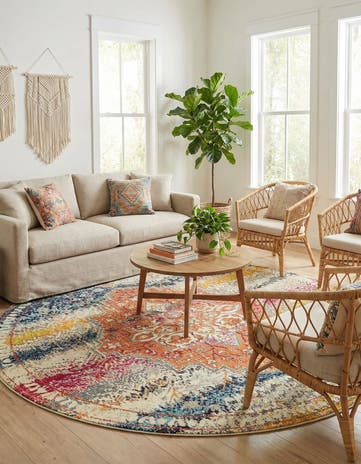 8' x 8' Washable Carnevale Round Rug