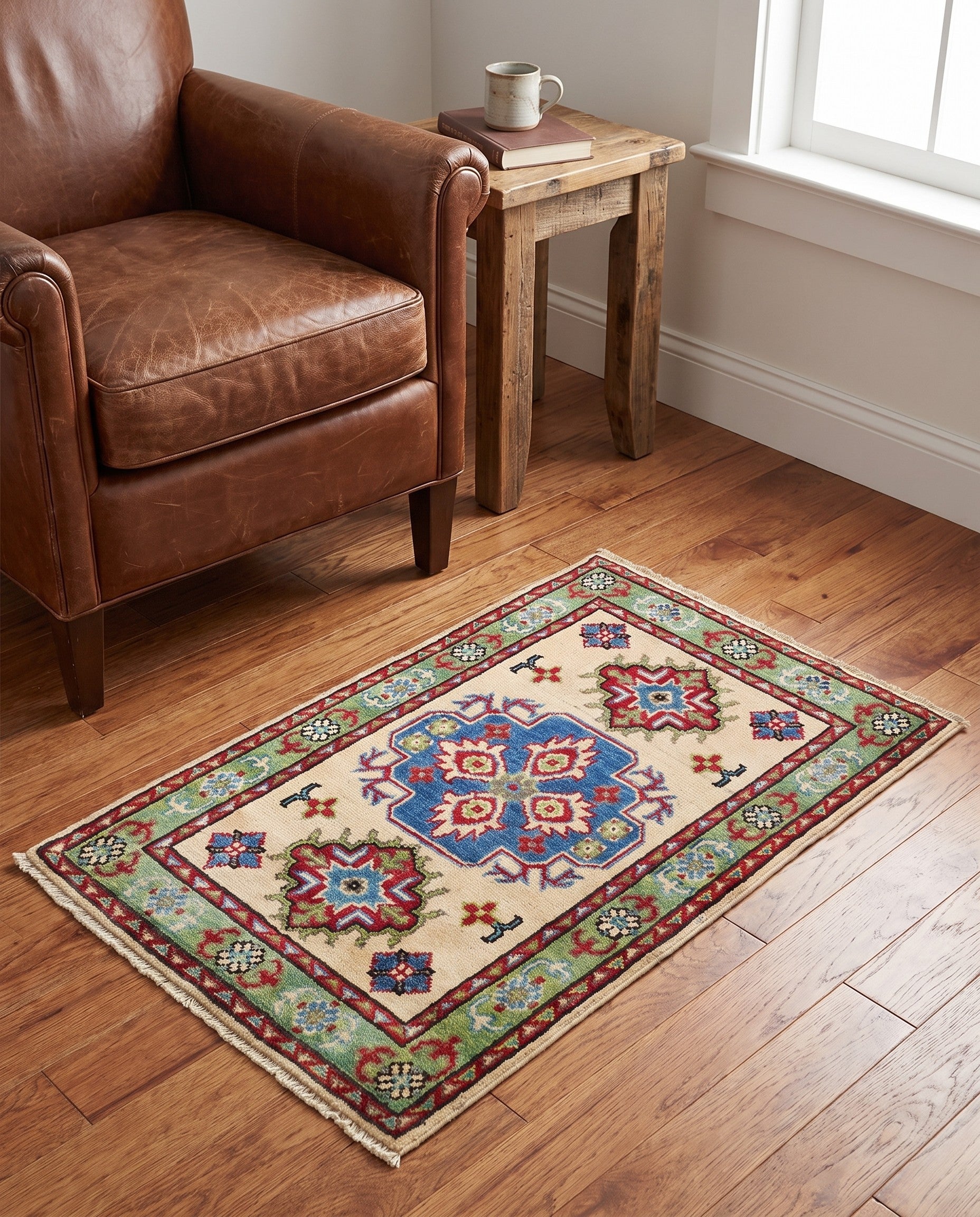 2' x 3' 1 Hand Knotted Kazak Rug