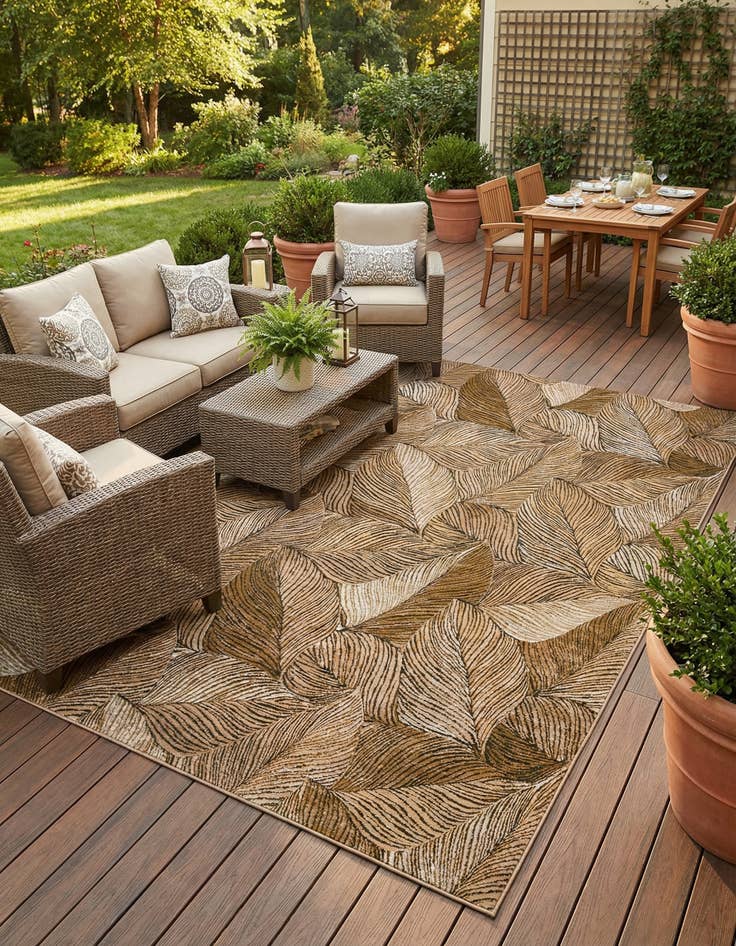 Detail image of 8' x 11' Easy-Clean Botanical Indoor / Outdoor Rug