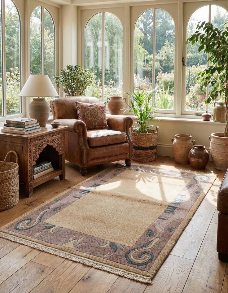 Detail image of 3' 2 x 5' 4  Hand Knotted Tibet Wool Rug