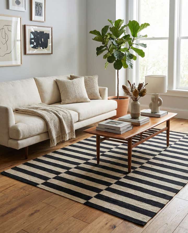 4' 3 x 5' 10 Hand Woven Kilim Modern Wool Rug