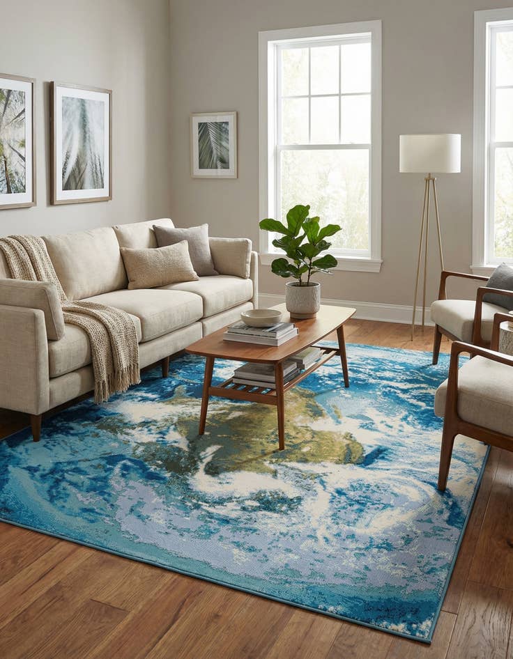 Detail image of 6' 1 x 9'  Washable Modern Indoor / Outdoor Rug