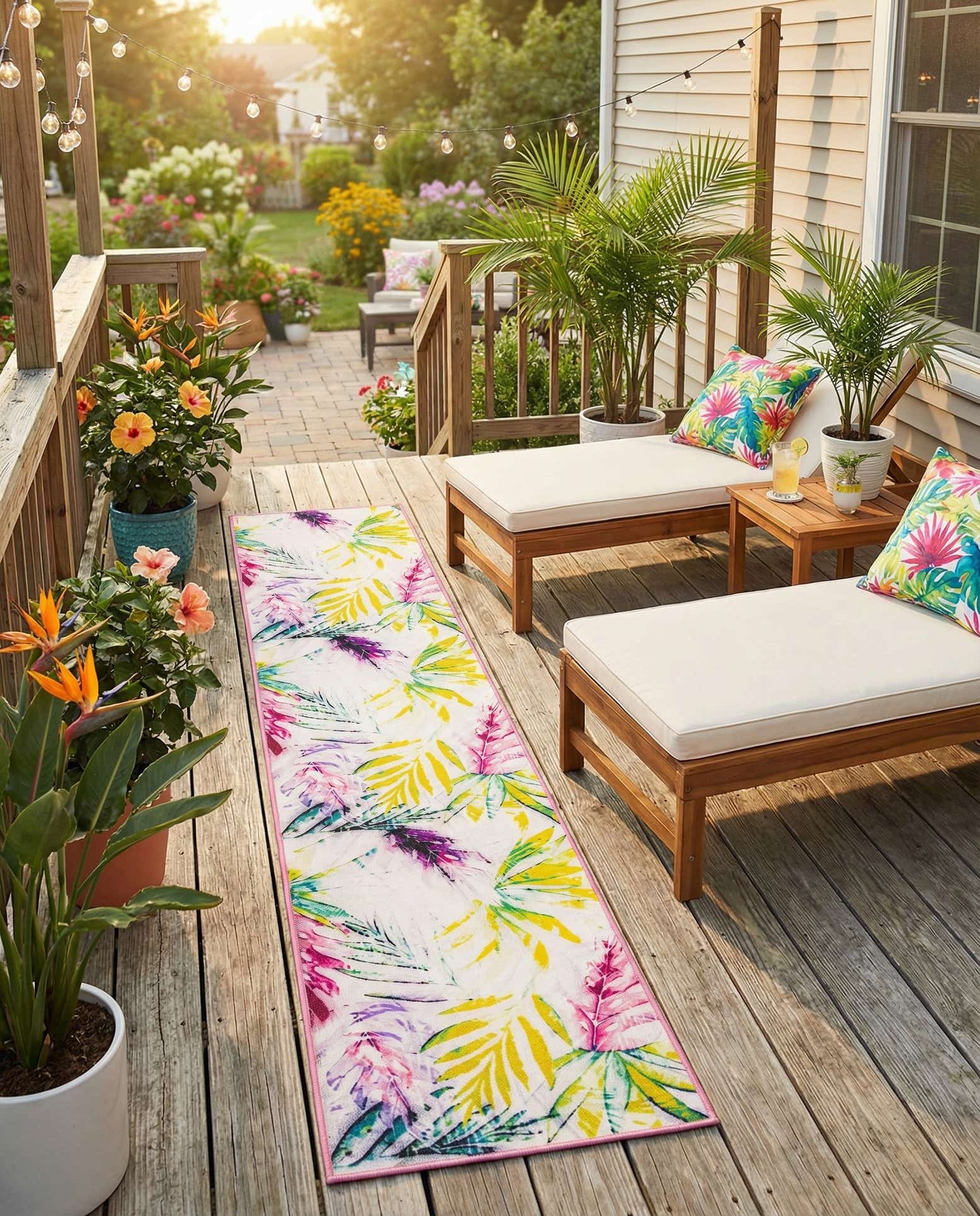 2' x 10' Easy-Clean Jill Zarin Caribbean Indoor / Outdoor Runner Rug