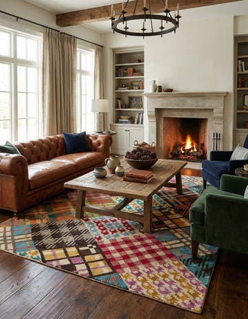 7' 7 x 9' 8 Hand Knotted Modern Manshu Wool Rug