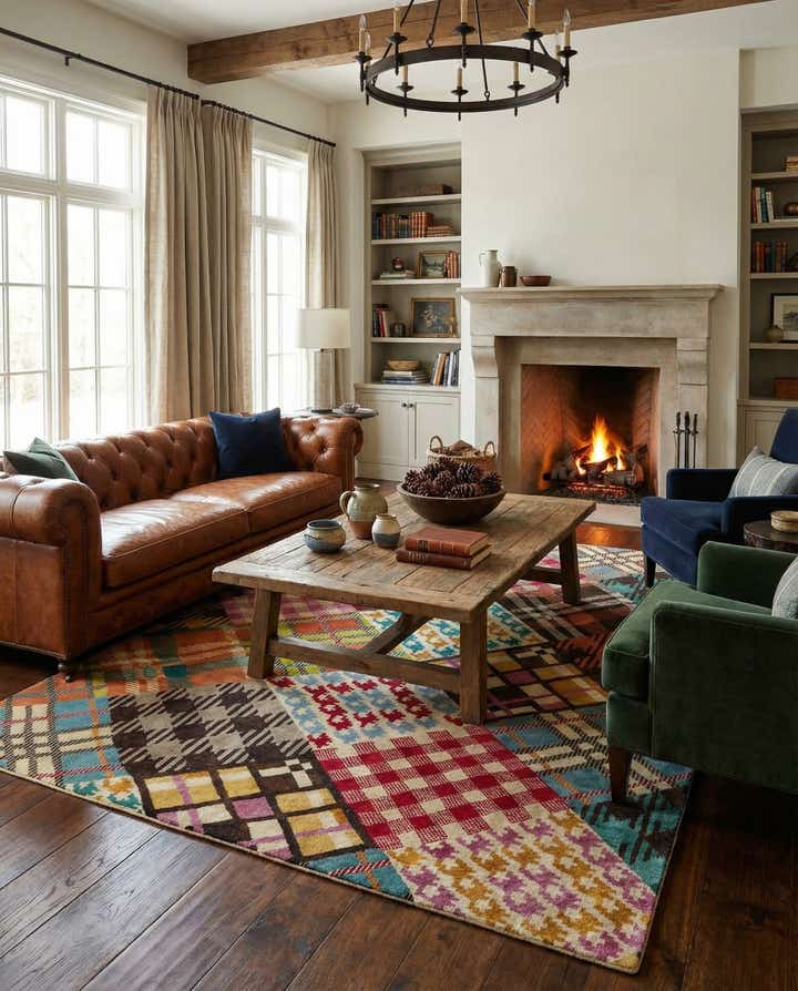 7' 7 x 9' 8 Hand Knotted Modern Manshu Wool Rug