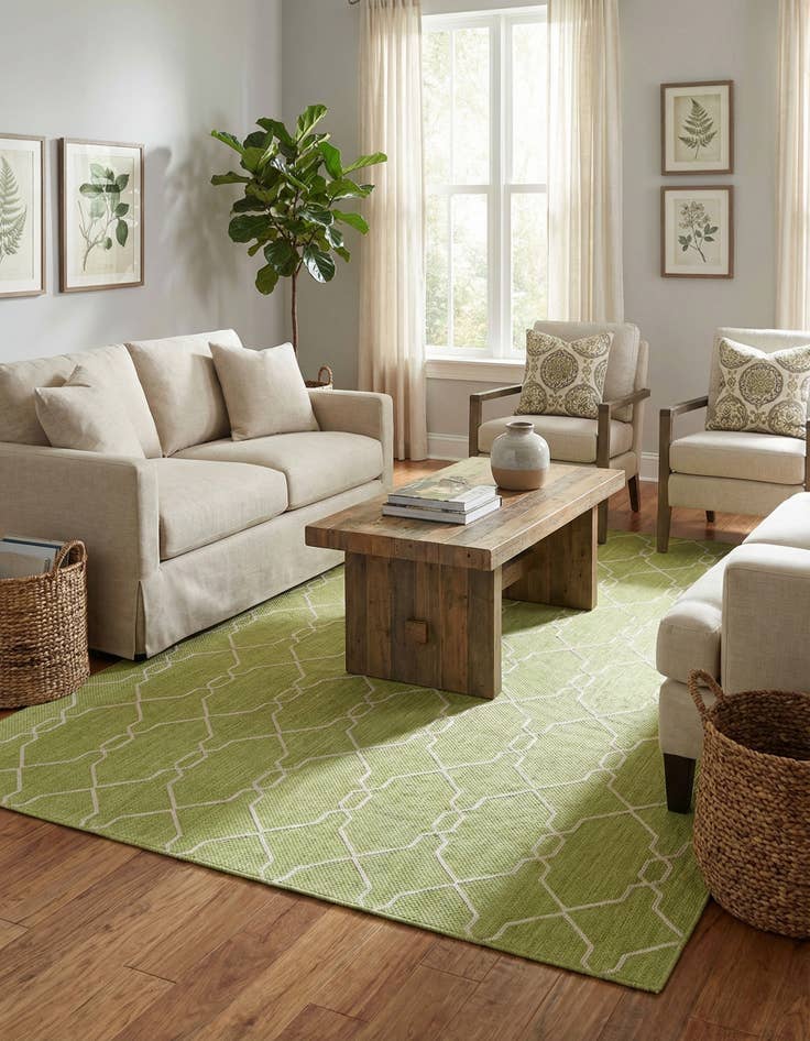 Detail image of 7' 10 x 11'  Washable Trellis Indoor / Outdoor Rug