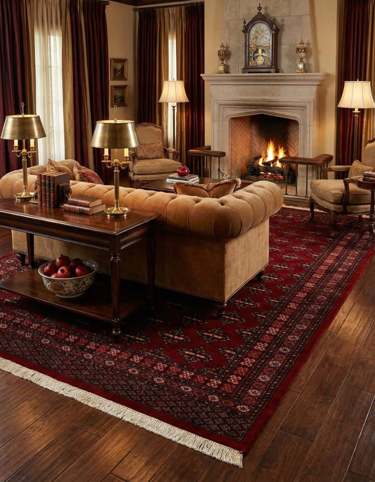 Detail image of  4' 1 x 6' 2  Hand Knotted Bokhara Wool Rug