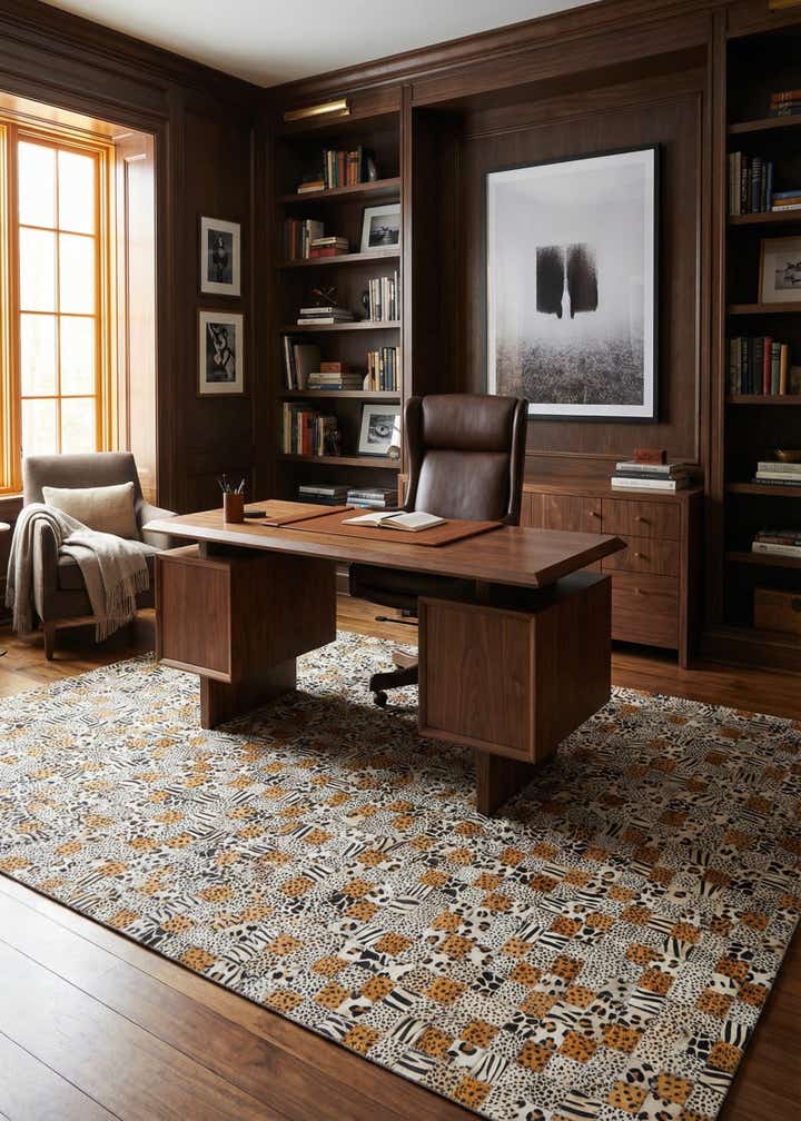 5' 1 x 8' Cowhide Leather Rug