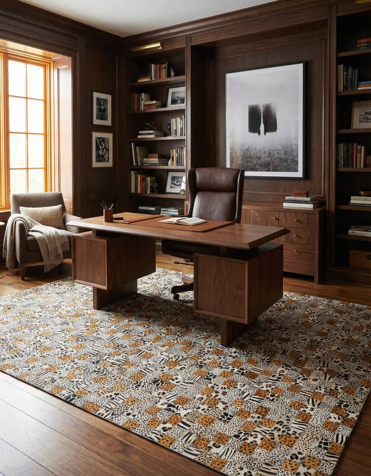 Detail image of 5' 1 x 8' Cowhide Leather Rug