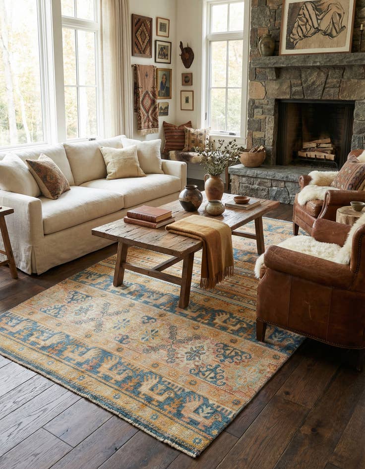 Detail image of 5' x 8'  Hand Knotted Ariana Ziegler Rug