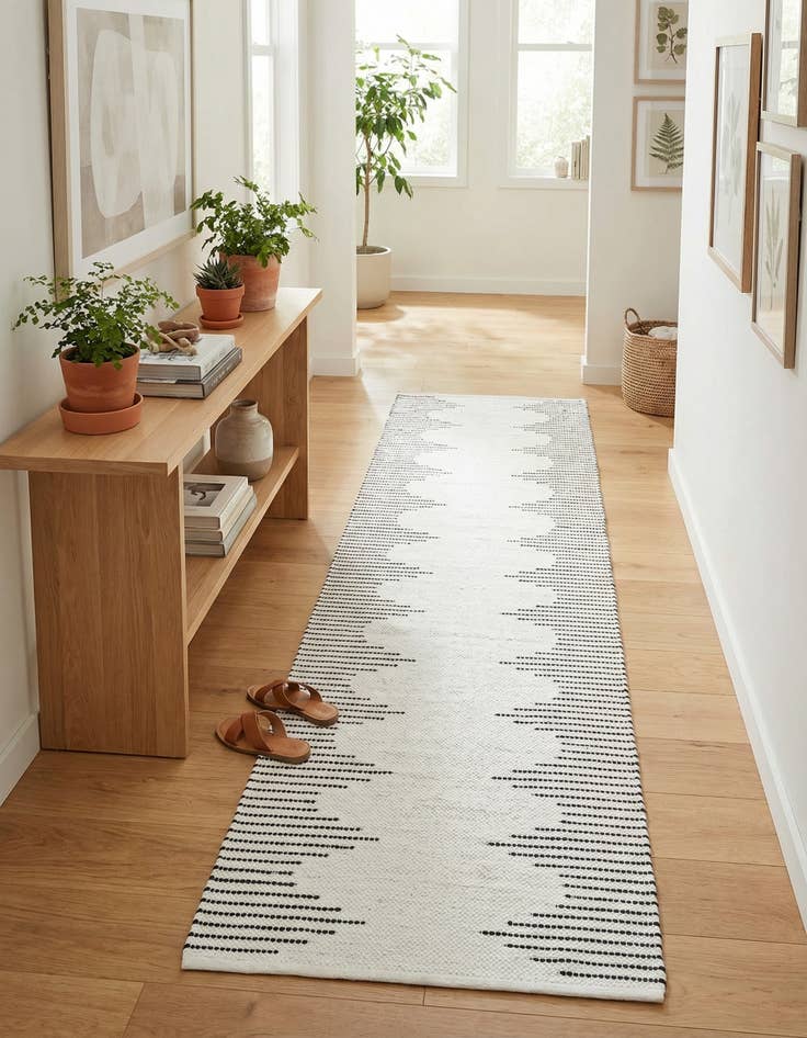 Detail image of 2' 7 x 13' 1  Hand Woven Chindi Cotton Runner Rug