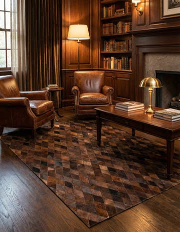 5' 7 x 7' 11 Cowhide Stocks Rug