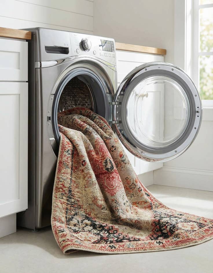 Detail image of 4' x 6'  Washable Traditional Indoor / Outdoor Rug